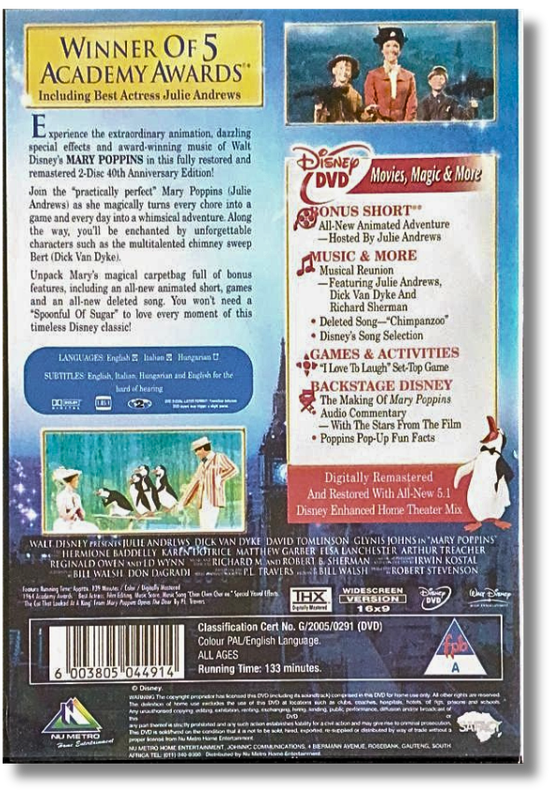 Mary Poppins - 40th Aniversary Edition 2 Disc DVD (Julie Andrews )