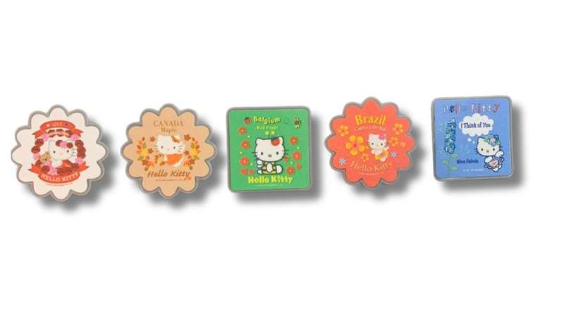 Vintage Hello Kitty Flower & Country Series Pin Badge Set  5pcs  Sanrio Collectors Edition