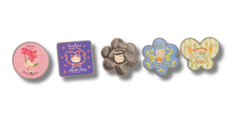 Vintage Hello Kitty Flower & Country Series Pin Badge Set  5pcs  Sanrio Collectors Edition