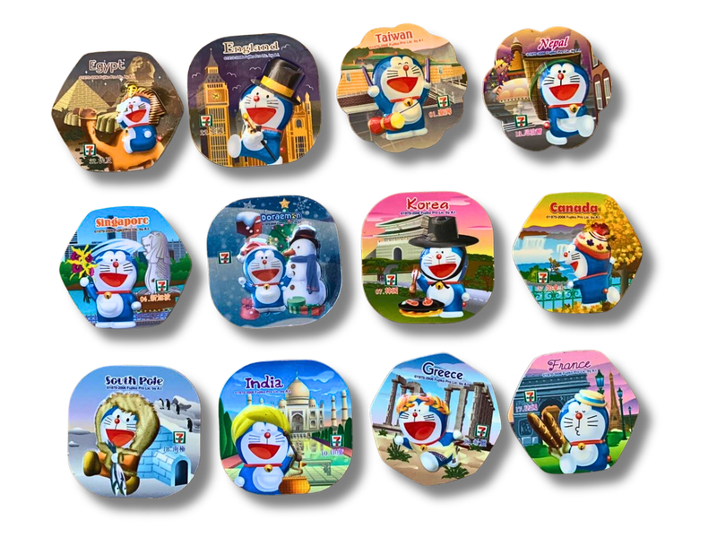Vintage Doraemon travel the world magnets from 7-11 collectible 12 pieces