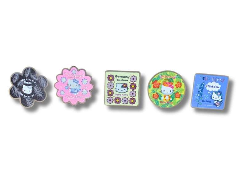 Vintage Hello Kitty Flower & Country Series Pin Badge Set  5pcs  Sanrio Collectors Edition