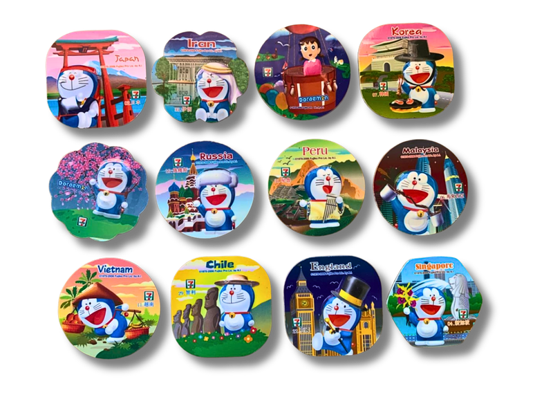 Vintage Doraemon travel the world magnets from 7-11 collectible 12 pieces