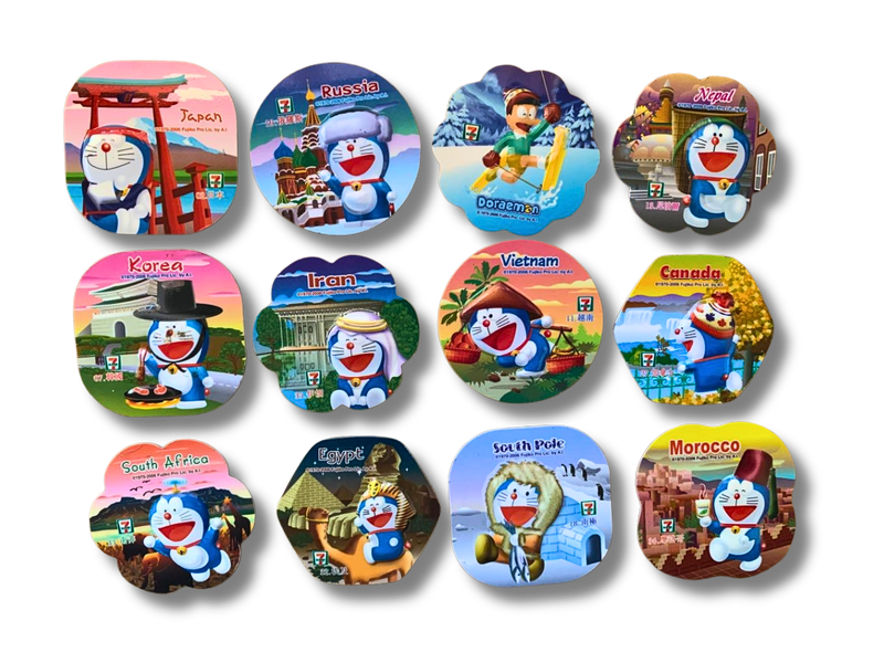 Vintage Doraemon travel the world magnets from 7-11 collectible 12 pieces
