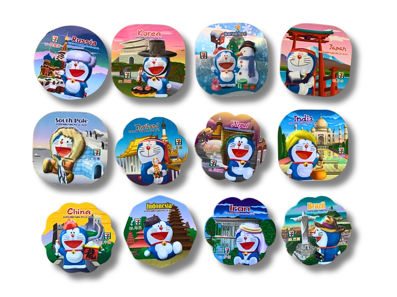Vintage Doraemon travel the world magnets from 7-11 collectible 12 pieces