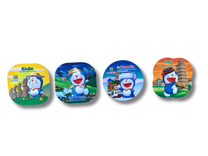 Vintage Doraemon travel the world magnets from 7-11 collectible 4 pieces