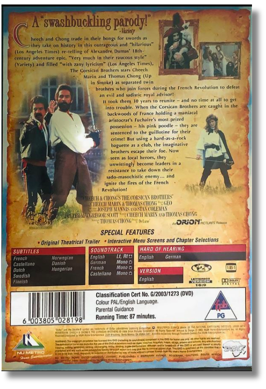 Cheech and Chong's The Corsican Brothers DVD