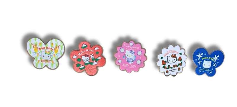 Vintage Hello Kitty Flower & Country Series Pin Badge Set  5pcs  Sanrio Collectors Edition