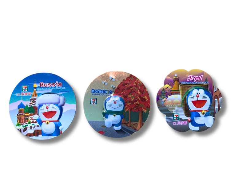 Vintage Doraemon travel the world magnets from 7-11 collectible 3 pieces