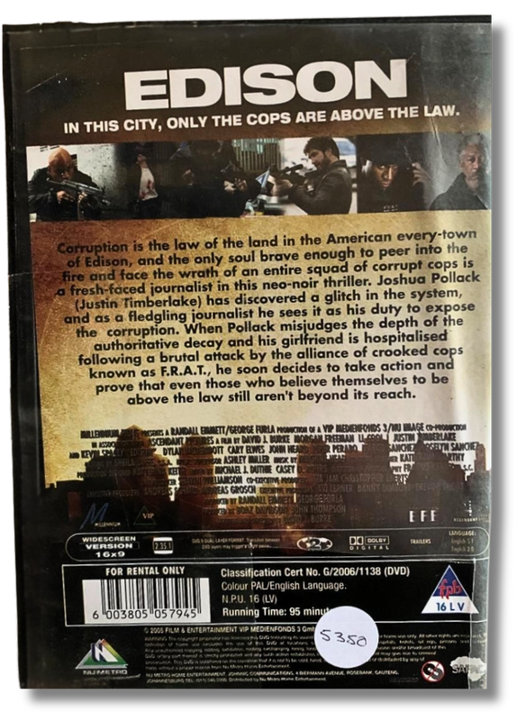 Edison DVD (Justin Timberlake, Kevin Spacey, Morgan Freeman)