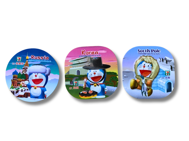 Vintage Doraemon travel the world magnets from 7-11 collectible 3 pieces