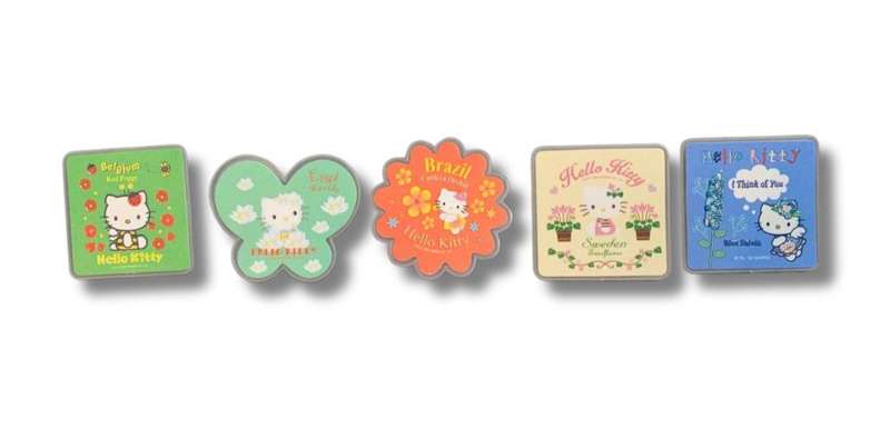 Vintage Hello Kitty Flower & Country Series Pin Badge Set  5pcs  Sanrio Collectors Edition
