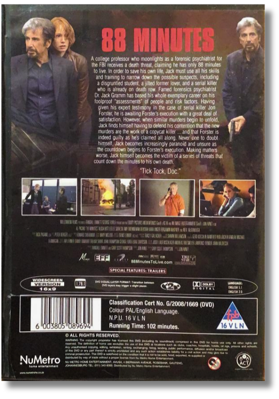 88 Minutes DVD (Al Pacino, Alicia Witt, Leelee Sobieski  )