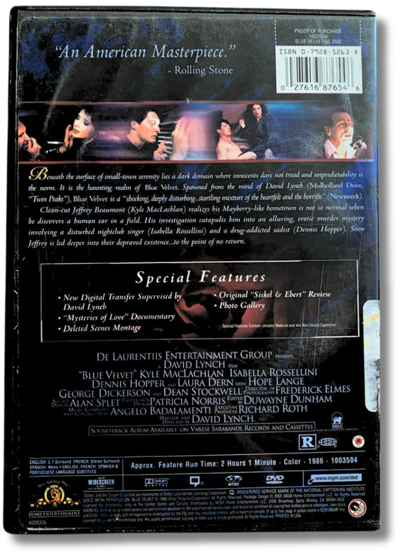 Blue Velvet DVD (Kyle MacLachlan, Isabella Rossellini )