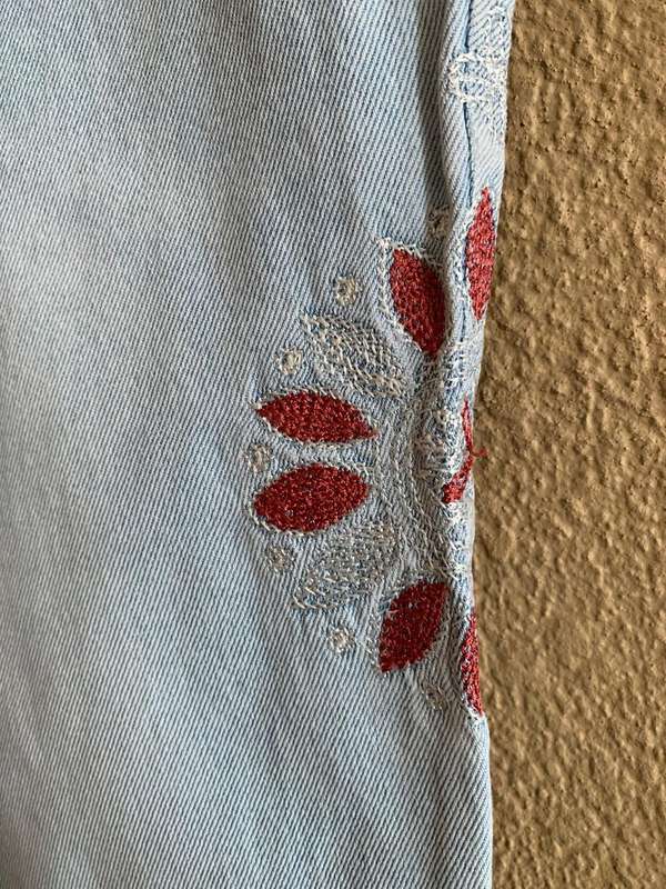 Non-Stretch Denim Jeans with Beautiful Embroidery  Petite Fit