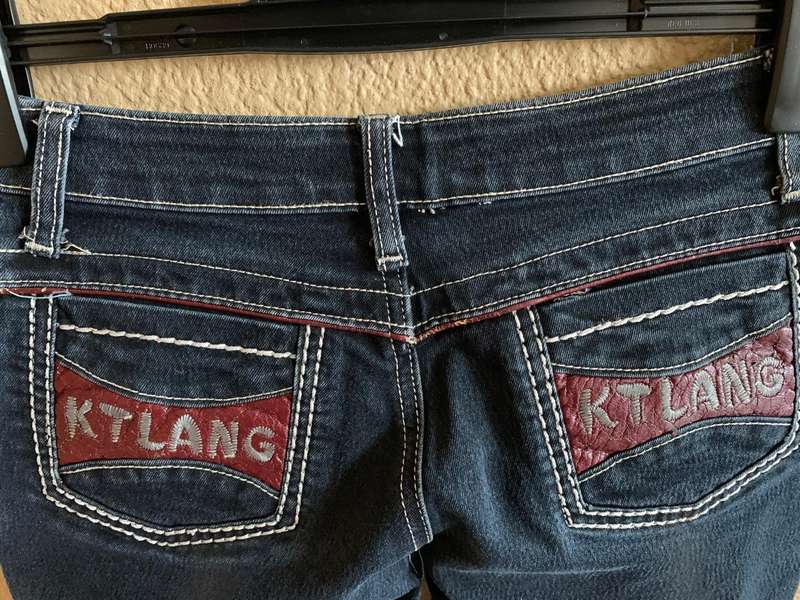 KT LANG Women's Dark Blue Bootcut Jeans - Vintage Style Petite Fit