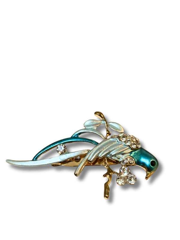 Vintage-Inspired Floral & Bird Brooch Set  Elegant Enamel and Crystal Pins