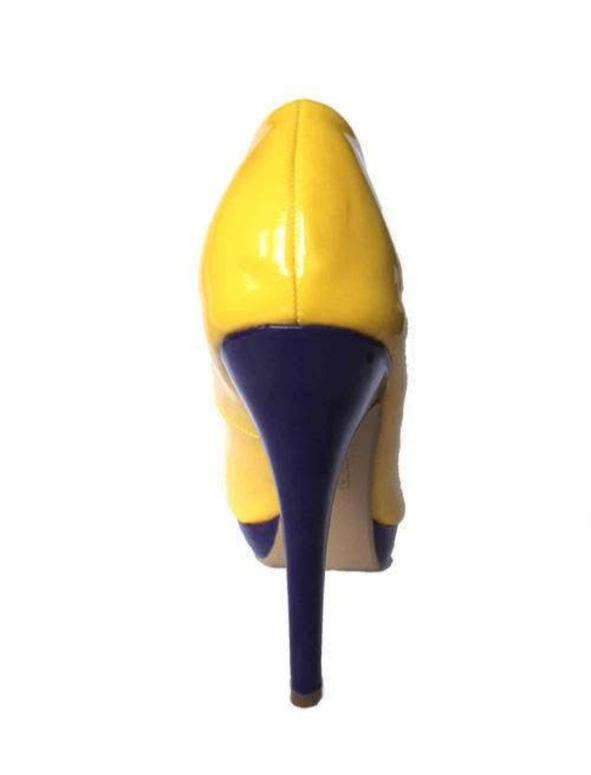 Eye-Catching Yellow & Deep Purple Peep Toe Platform Heels Size 7