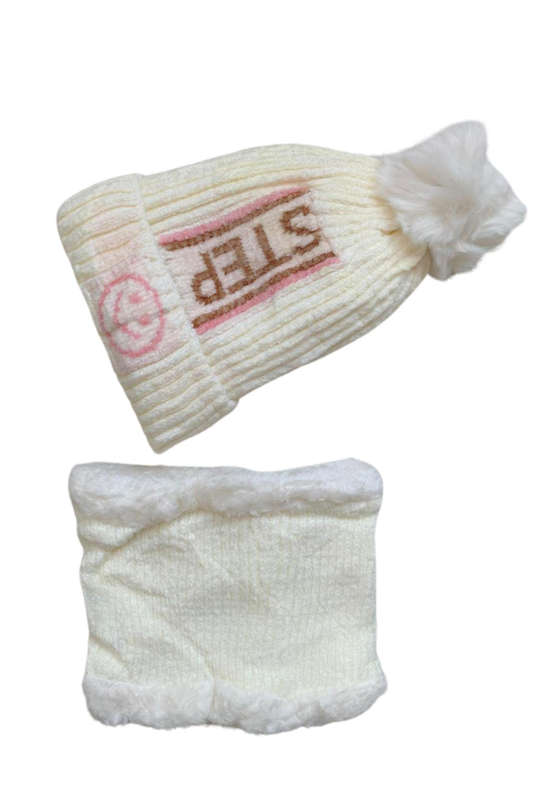 Unisex Winter Beanie Hat & Neck Warmer Set Soft Stylish & Warm - Colour Cream