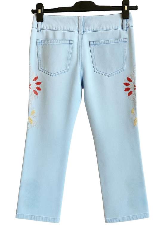 Non-Stretch Denim Jeans with Beautiful Embroidery  Petite Fit