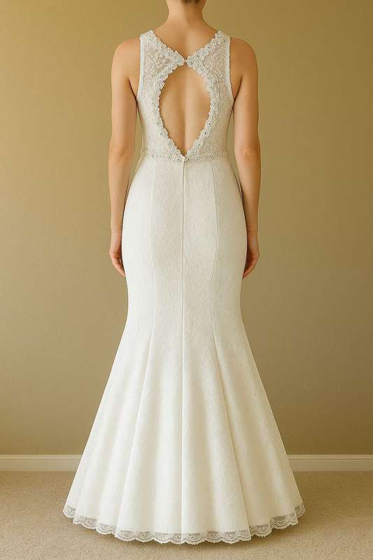 Stunning Lace Mermaid Dress  Custom-Made, Backless, Ideal for Wedding or Gala Dinner