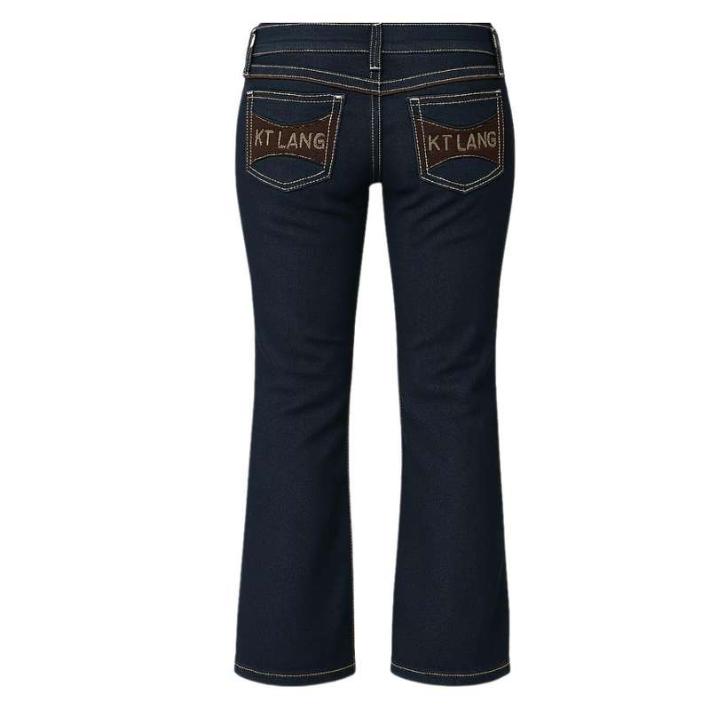 KT LANG Women's Dark Blue Bootcut Jeans - Vintage Style Petite Fit