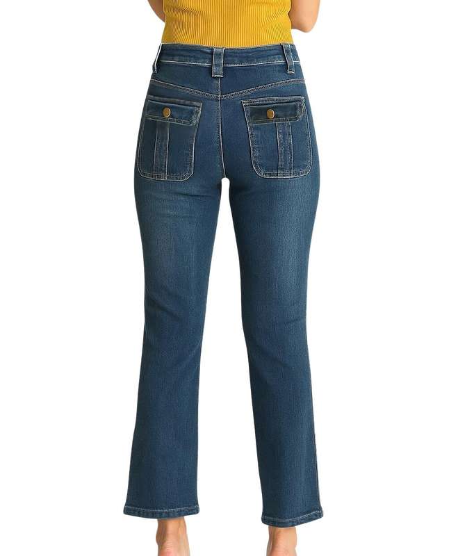 Retro Navy Blue Patch Pocket Jeans - Excellent Preloved Condition