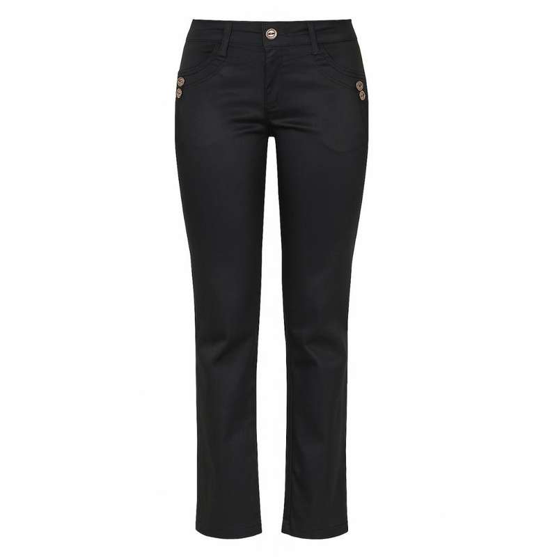 Shiny Polyester Straight-Leg Jeans | Ideal for Petite Sizes