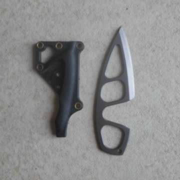 Fighting Knife With bFixed Blade And Finger Crip Groups Manufactured By A.M With Makers Mark