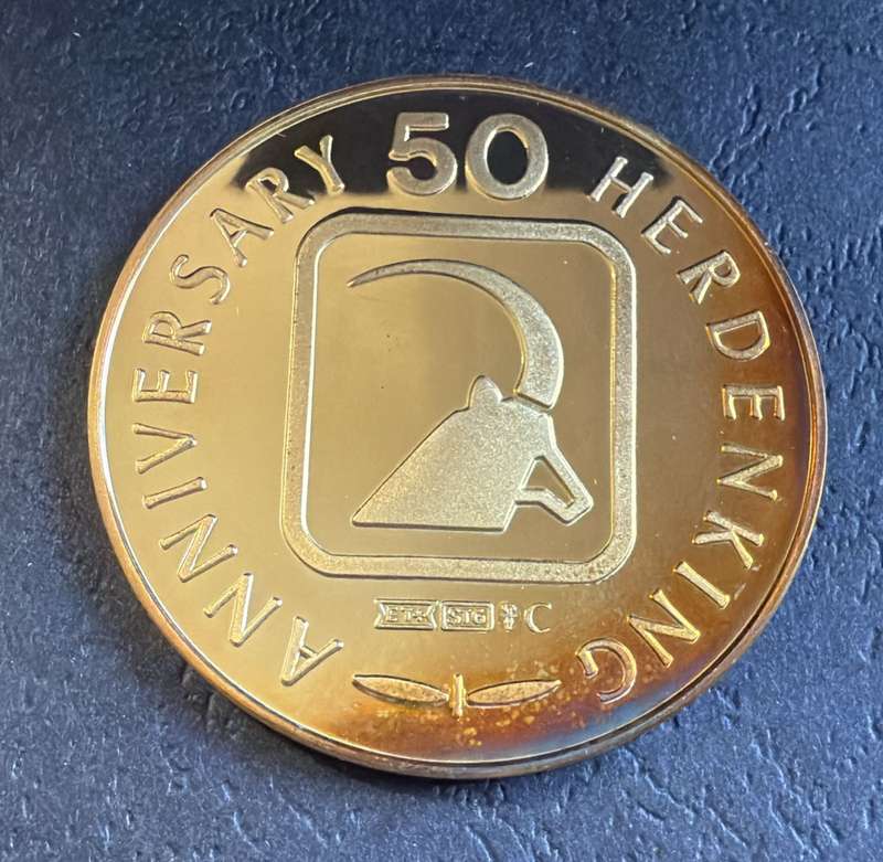 Gold Plated Silver Medallion - BUFFALO - SA Wildlife Society 50th Anniversary  Mintage 10000