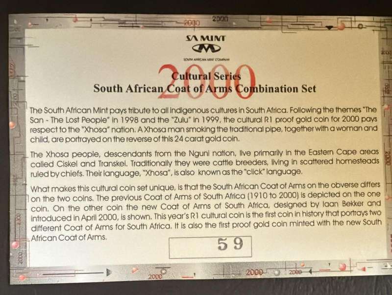 Gold R1 Proof 1/10 oz - Xhosa Nation Coat of Arms Combination Set - Limited mintage 258
