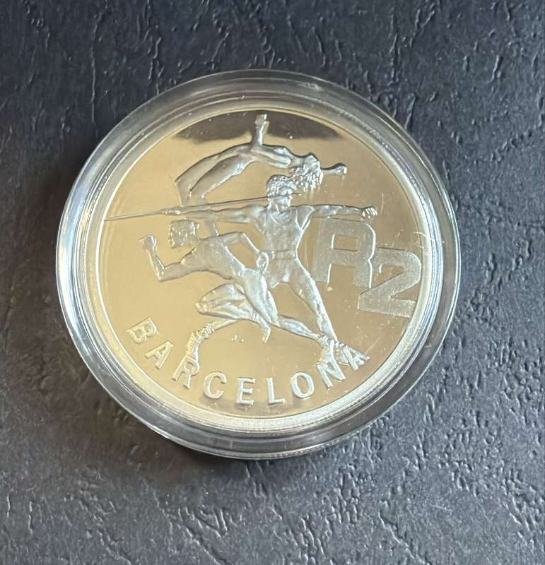 SILVER 1 OUNCE - Silver Proof R2 Barcelona Olympics - Mintage 14853