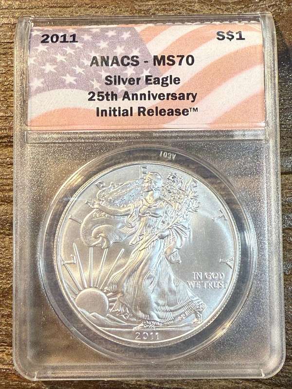 2011 Silver Eagle  - 25th Anniversary Initial Release *** Silver $1 *** ANACS MS70