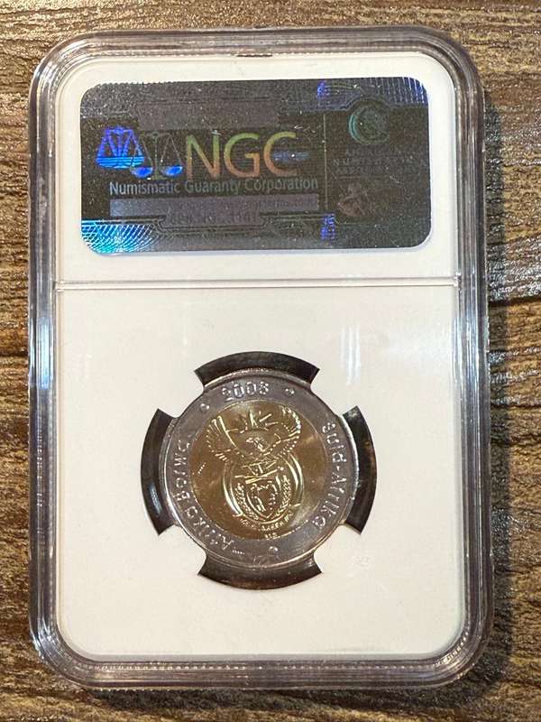Mandela 90th Birthday R5 - NGC Colour label *** MS66