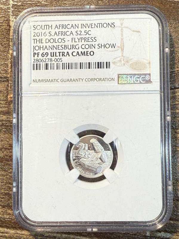 2016 The Dolos - Flypress JHB Coin Show *** Silver 2.5C - PF69 UC