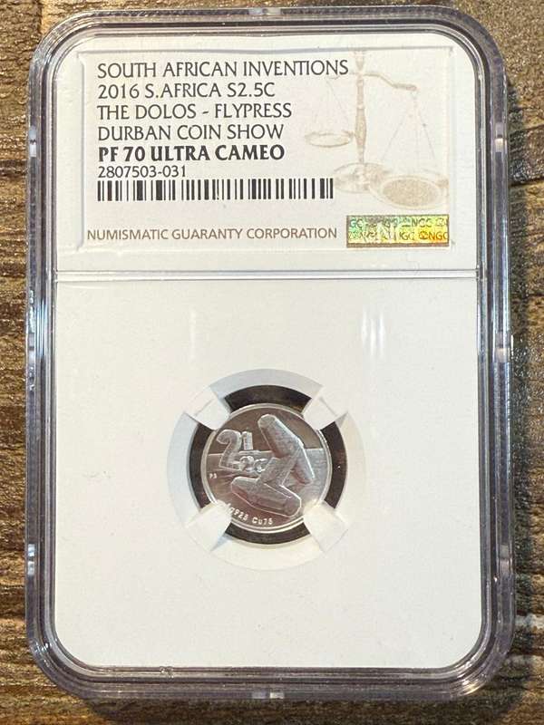 2016 The Dolos - Flypress Durban Coin Show *** Silver 2.5C - PF70 UC