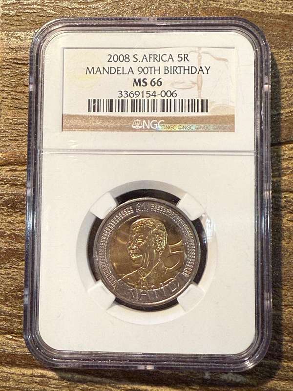 Mandela 90th Birthday R5 - NGC graded *** MS66