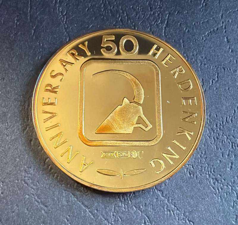 Gold Plated 1 OUNCE Silver Medallion 37 grams - IMPALA - SA Wildlife Society 50th Anniversary