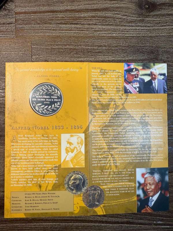 2001 Mandela Commemorative Medal - Nobel Peace Prize Laureate *** Silver 0.925 - 1 troy ounce
