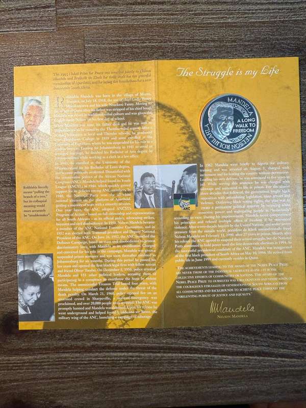 2001 Mandela Commemorative Medal - Nobel Peace Prize Laureate *** Silver 0.925 - 1 troy ounce