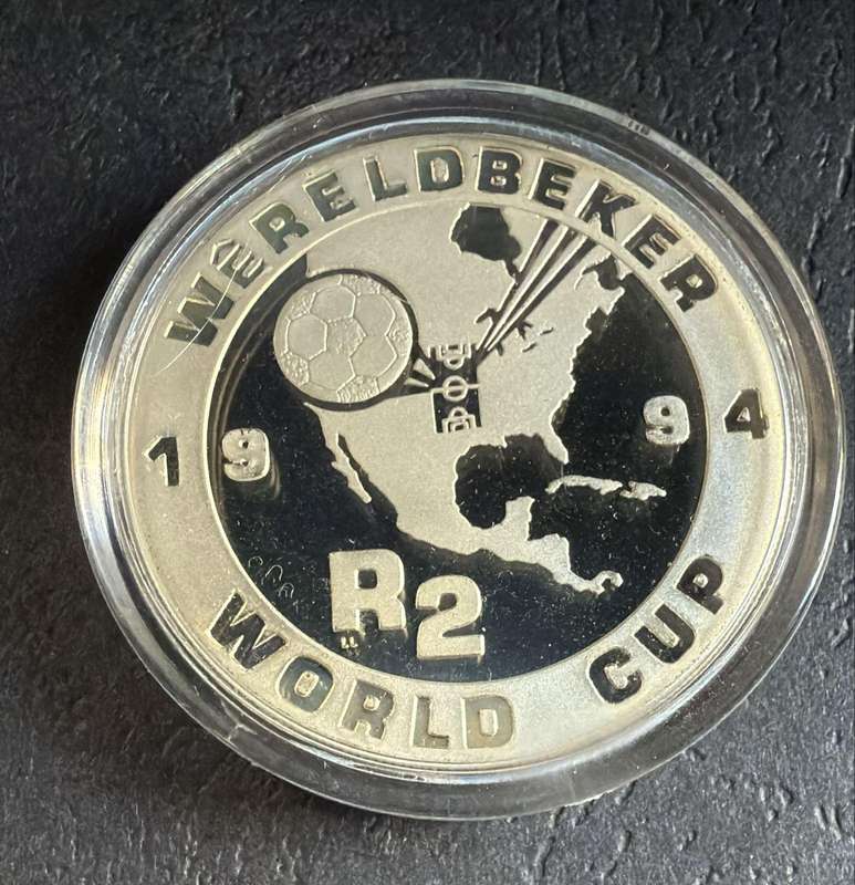 SILVER 1 OUNCE - 1994 Silver Proof R2 Soccer World Cup - Mintage 3210
