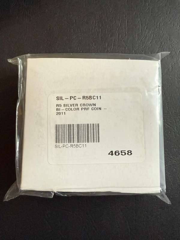BI-COLOUR R5 Proof Crown - 2011 - SARB 90th Anniversary - in original SAM box and COA - STILL SEALED