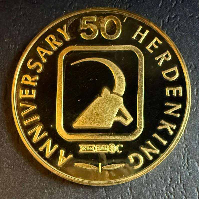 Gold Plated 1 OUNCE Silver Medallion 37 grams - HIPPOPOTAMUS - SA Wildlife Society 50th Anniversary