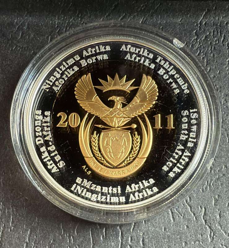 BI-COLOUR R5 Proof Crown - 2011 - SARB 90th Anniversary - in original SAM box and COA