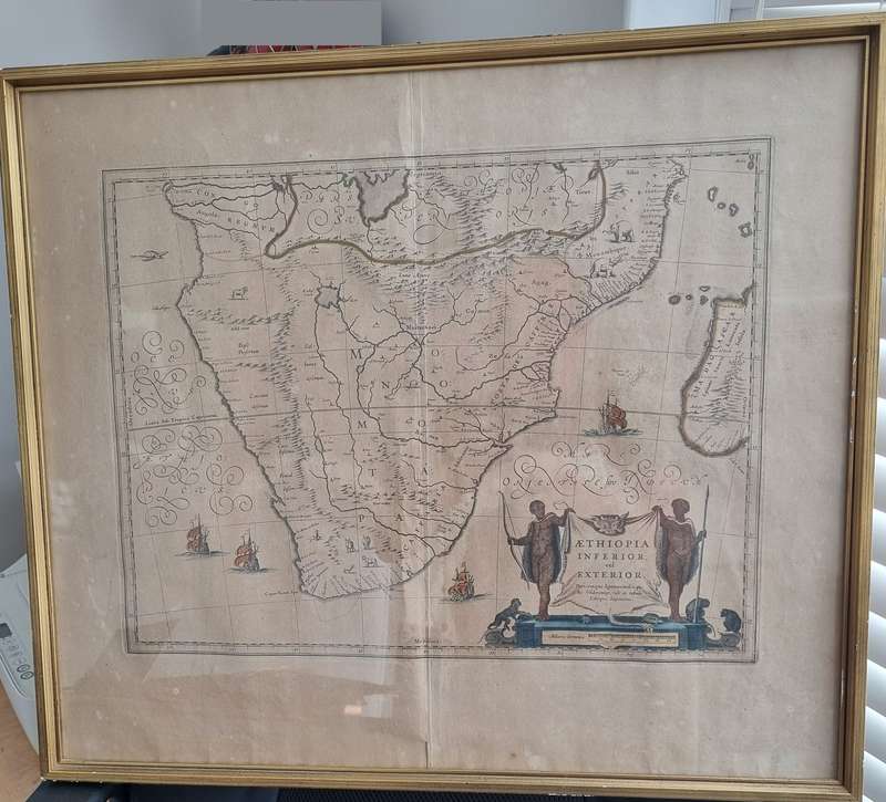 Blaeu Map of Southern Africa 1640, original genuine antique