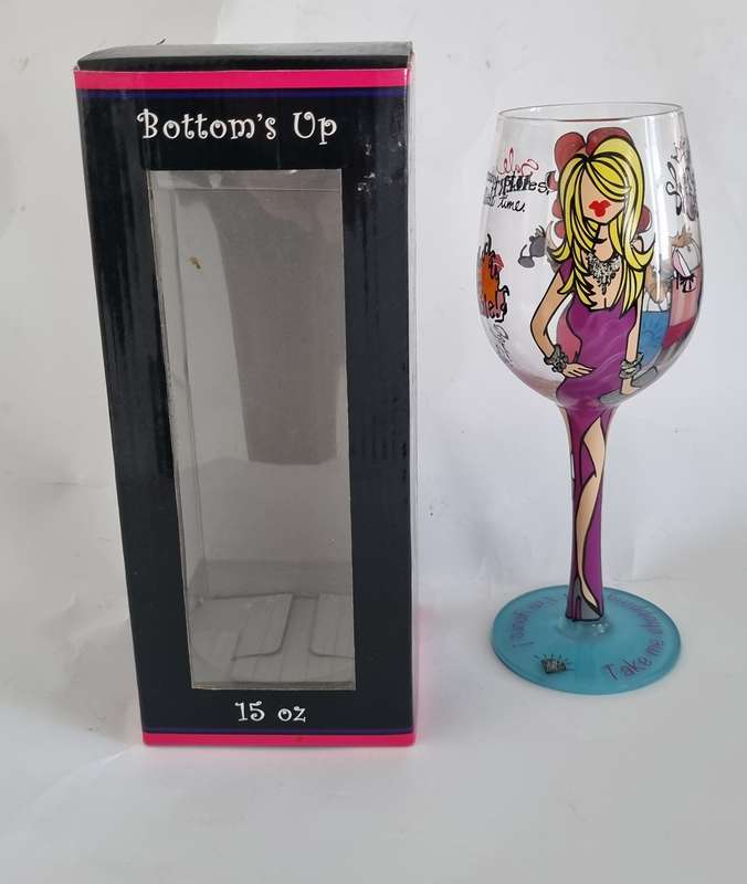 "Bottoms up" wine glass