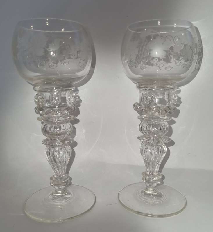 Pair of late 18th century German hock glasses.