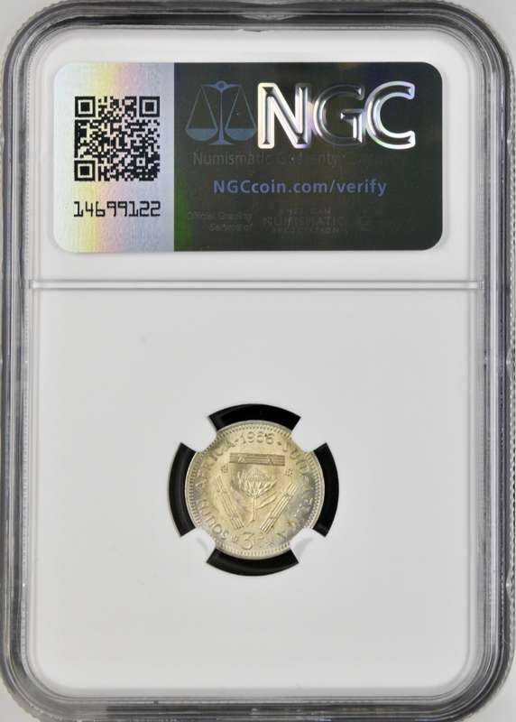 S. Africa: 1956 QEII 3D (Tickey) NGC Certified MS64