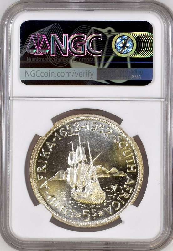 S. Africa: 1952 KGVI 5 Shillings (Crown) NGC Certified PF66+ "CPT Founding"