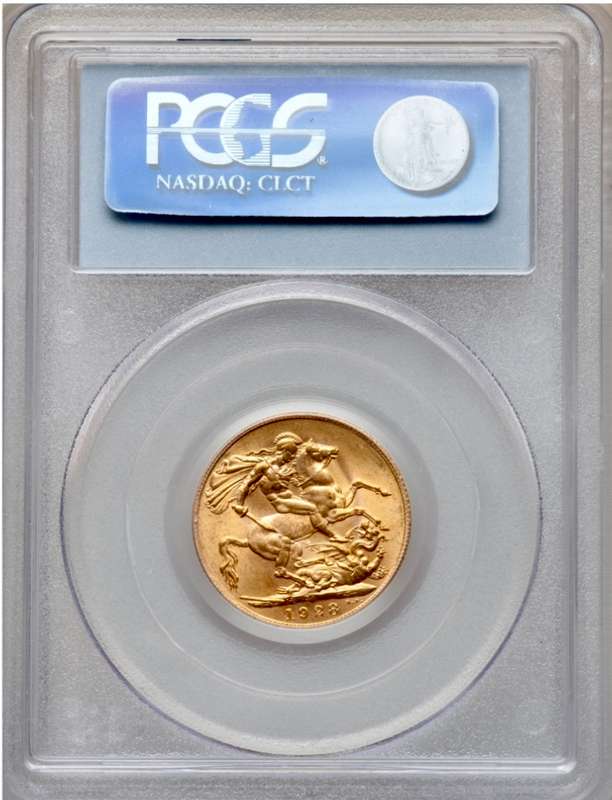 S. Africa: 1928 KGV Gold Pound/Sovereign PCGS Certified MS66 Ex Caranett Collection