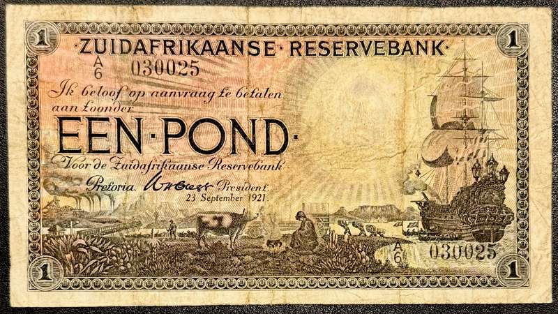 S. Africa (Reserve Bank): 1921 WH. Clegg 1 Pound VF- Condition